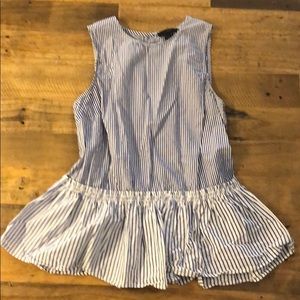 J.Crew blue and white sleeveless peplum blouse
